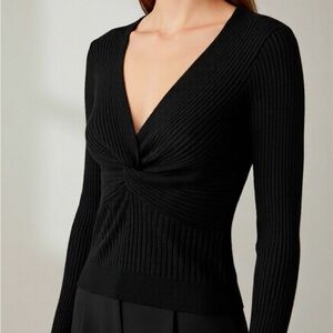 Black Ribbed Knit Sweater